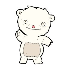 cartoon waving polar bear cub N41