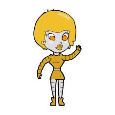 cartoon robot woman waving N20