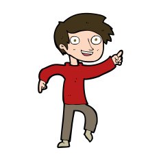 cartoon happy boy pointing N21