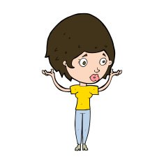 cartoon woman raising hands in air N19