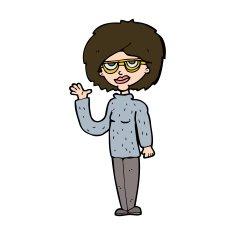 Cartoon Woman Waving N366