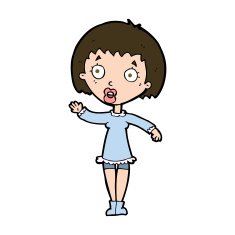 cartoon waving woman N147