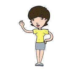 Cartoon Woman Waving N367