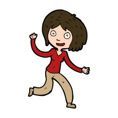 cartoon happy waving girl N11