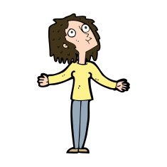 cartoon curious woman looking upwards N11