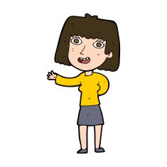 cartoon friendly woman waving N55