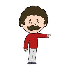 cartoon man with mustache pointing N32