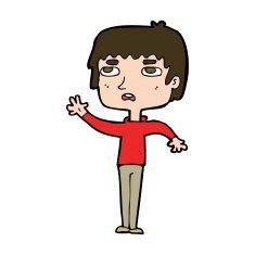 cartoton unhapy boy waving N14