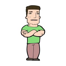 cartoon tough guy with folded arms N11