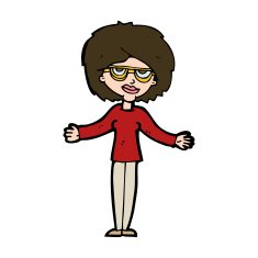 cartoon woman wearing spectacles N45