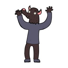 cartoon happy werewolf man N7
