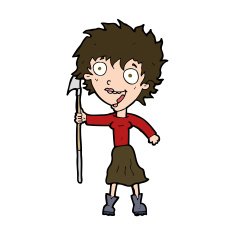 cartoon crazy woman with spear N11