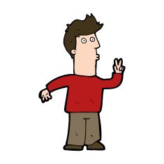cartoon man signaling with hand N11