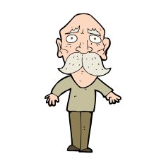 cartoon sad old man N19