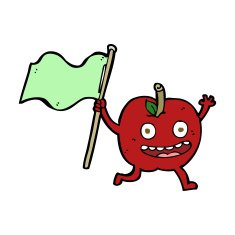 cartoon apple with flag N11