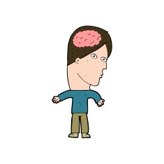 cartoon man with brain symbol N19