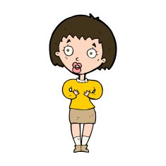 cartoon woman making Who Me? gesture N51