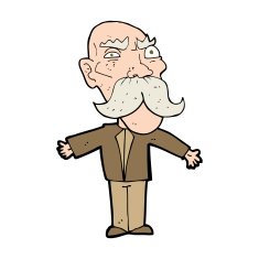 cartoon angry old man N165