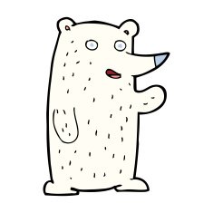 cartoon waving polar bear N55