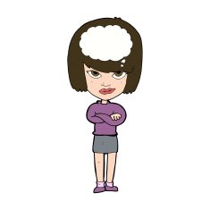 cartoon woman with folded arms imagining N11