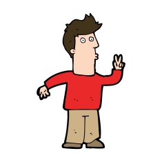 Cartoon Man Giving Peace Sign N61