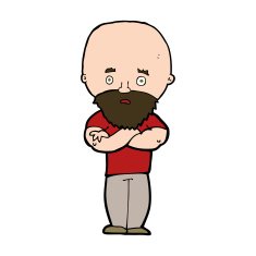 cartoon shocked bald man with beard N11