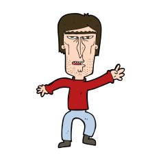 cartoon angry man waving warning N11