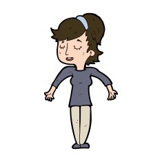 cartoon friendly woman shrugging shoulders N11