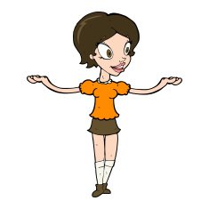cartoon woman with arms spread wide N11