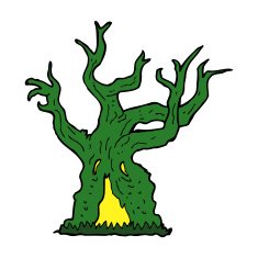 cartoon spooky old tree N18