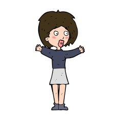 cartoon worried woman N85