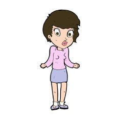 cartoon woman shrugging shoulders N514