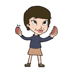 cartoon woman eating hotdogs N9