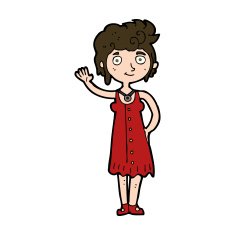 cartoon hippie woman waving N9