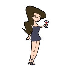 cartoon woman at party N21