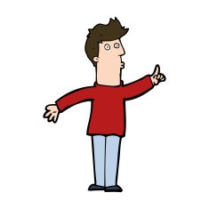 cartoon man advising caution N11