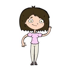 Cartoon Woman Waving N369
