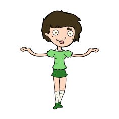 cartoon woman spreading arms N11