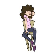 cartoon woman posing on chair N25