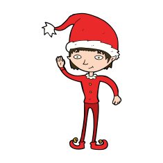 cartoon waving christmas elf N13