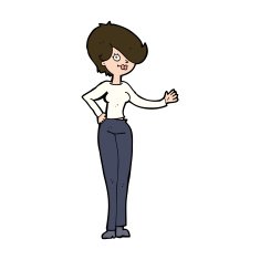 Cartoon Woman Waving N370