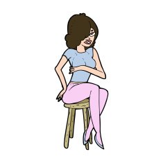 cartoon woman sitting on bar stool N21