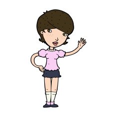 Cartoon Girl Waving N35