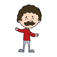cartoon happy man with mustache N11
