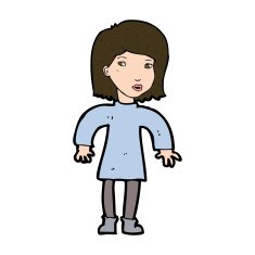 cartoon cautious woman N11