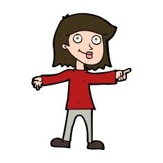 cartoon happy woman pointing N74