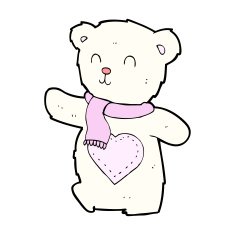 cartoon white teddy bear with love heart N9
