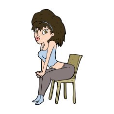 cartoon woman posing on chair N26