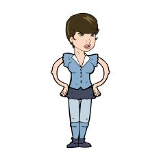 cartoon woman with hands on hips N238