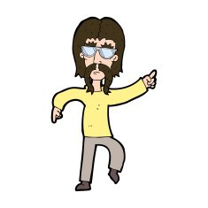 cartoon hippie man wearing glasses N11